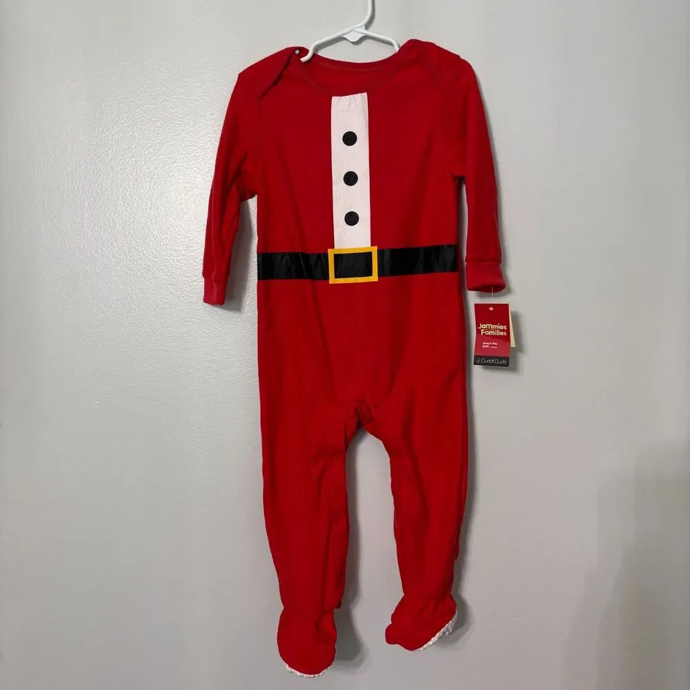 NWT Cuddl Duds Jammies For Your Families 24M Santa Footed Sleeper Christmas #16